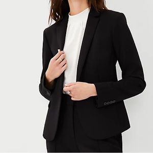 Ann Taylor Wool Blazer Jacket Black Warm Career One Button Closure Size 00P